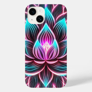 Coque Pour iPhone 14 Lumières de néon Lotus Fleur Éveil Reiki Magie