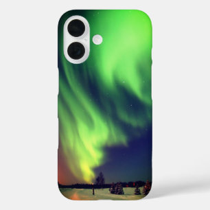Coque Pour iPhone 16 Lumières du Nord de l'Alaska vert brillant