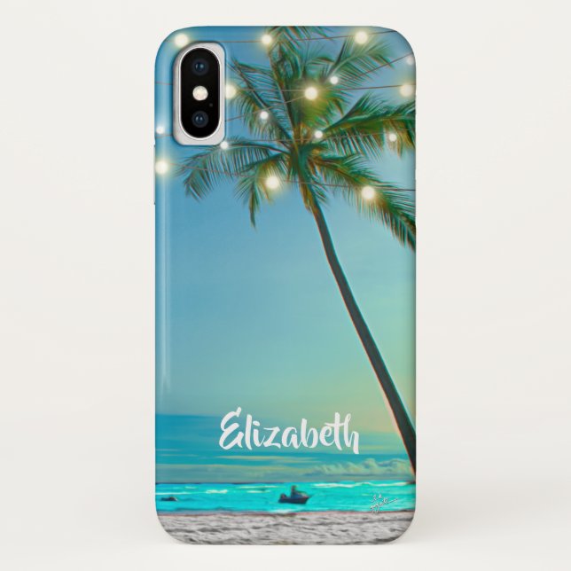 Coques Case-Mate iPhone Lumières hawaïennes tropicales élégantes de paumes (Dos)