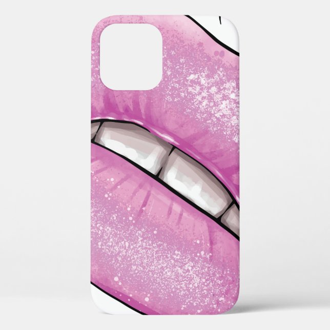 Coques Case-Mate iPhone Luminaire rose de la lèvre avec dents (Verso)