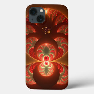 Case-Mate iPhone Case Lumineuse Abstraite orange rouge fractale Initiale