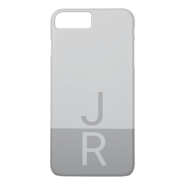 Coques Case-Mate iPhone Lumineuses Gris & Gris Initiales Modernes Monogram (Dos)