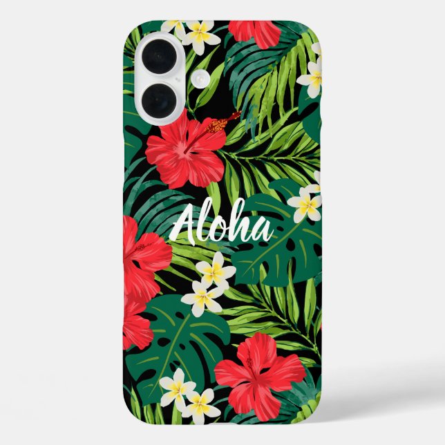 Coques Case-Mate iPhone Luna Hibiscus Garden Hawaiian - Rouge et Noir (Verso)