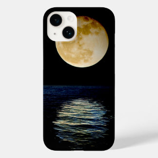 Coque Pour iPhone 14 Luna Réflexion Mer Superluna Nuit Super Eau.