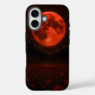 Coque Pour iPhone 16 Lune cramoisie sur le champ silencieux