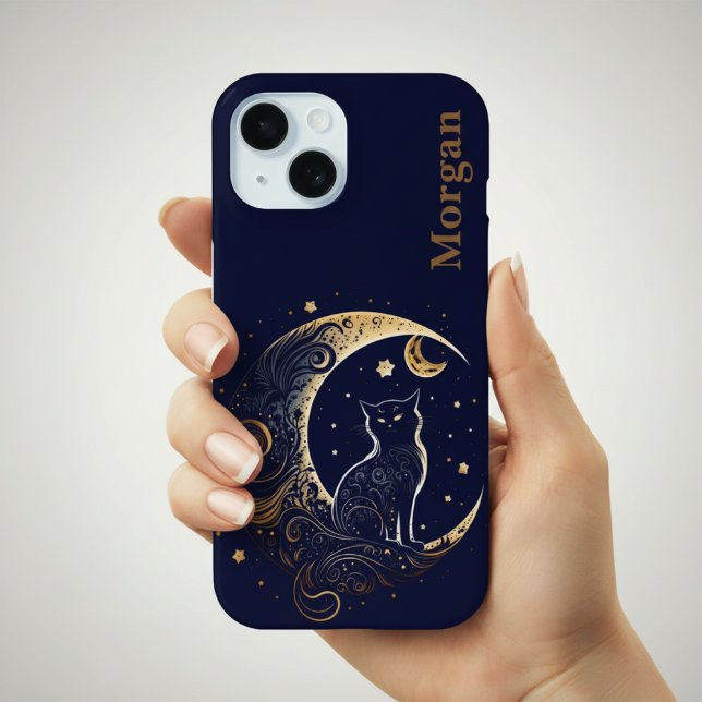 Coques Case-Mate iPhone Lune de chat mystique - Cadeau Celestial personnal (Créateur téléchargé)