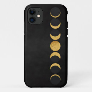 Case-Mate iPhone Case Lune d'or phases noir texturé arrière - plan