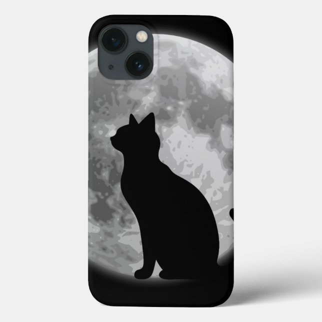 Coques Case-Mate iPhone Lune et chat noir (Verso)