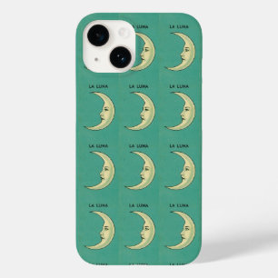 Coque Pour iPhone 14 Lune vintage croissant jaune luna turquoise