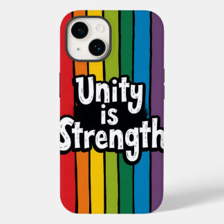 Coque Pour iPhone 14 "L'unité est la force - Bold Rainbow Stripes Phone
