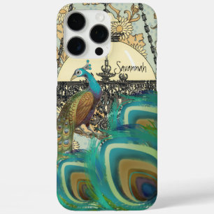 iPhone 16 Pro Max Case Lustres et plumes Peacock vintages