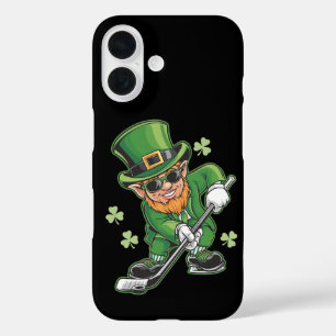 Coque Pour iPhone 16 Lutin jouant au hockey St Patrick's Day Irlandais