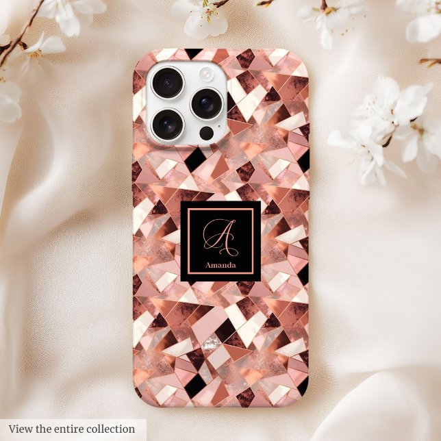 Coques Case-Mate iPhone Lux iPhone 15 Case Rose Gold & Black Personalized (Lux iPhone 15 Case Rose Gold & Black Personalized)