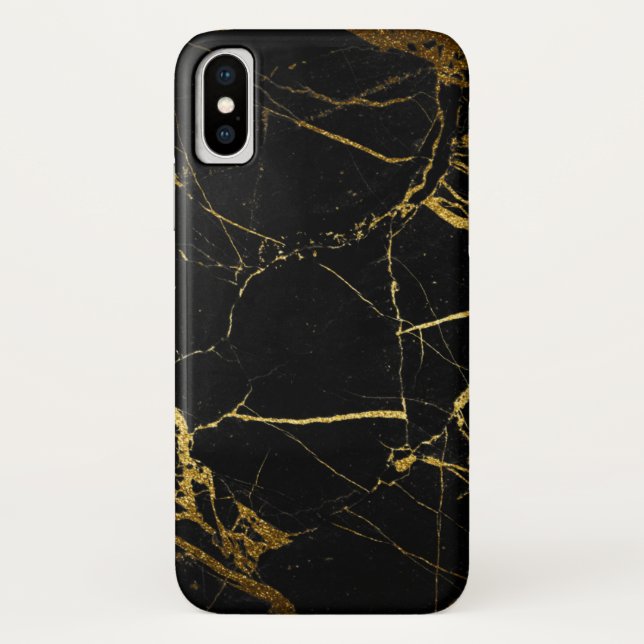 Coques Case-Mate iPhone Luxe Black and Gold Marble (Dos)
