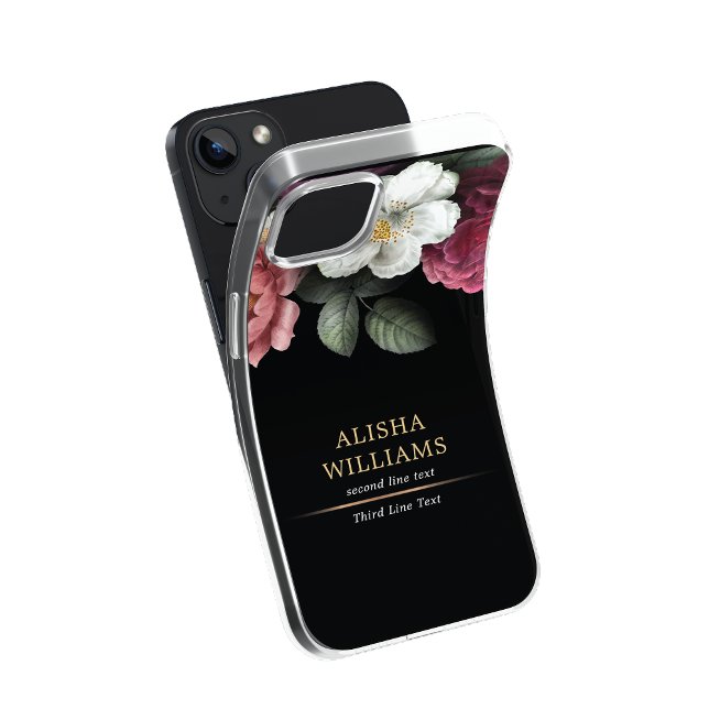 Coques Case-Mate iPhone Luxe Black Gold Floral Business personnalisée (Créateur téléchargé)