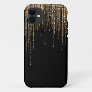 Case-Mate iPhone Case Luxe Chic Black Gold Fringe Parties scintillant ét