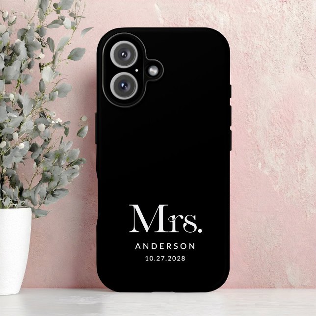 Coques Case-Mate iPhone Luxe Elegance | Date de Mme et de Mariage noir (Créateur téléchargé)
