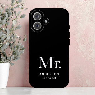 Coque Pour iPhone 16 Luxe Elegance Date du ministre et du Mariage noi