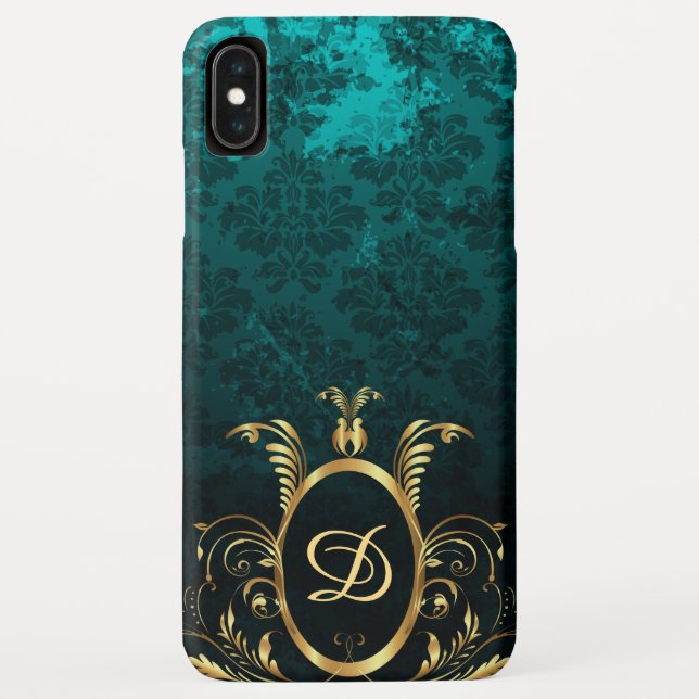 Coques Case-Mate iPhone Luxe personnalisé Damas Turquoise (Dos)