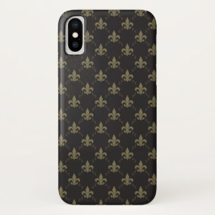 Case-Mate iPhone Case Luxueux Black Gold Fleur De Lis Motif