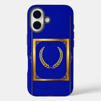 Coque Pour iPhone 16 Luxueux Golden Laurel dans cadre rectangulaire