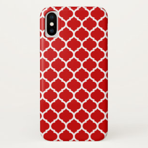 Coque Case-Mate Pour iPhone Luxuriant motif de réseau Quatrefoil Rouge