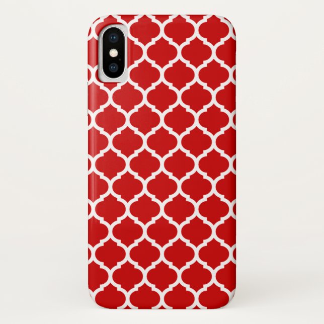 Coques Case-Mate iPhone Luxuriant motif de réseau Quatrefoil Rouge (Dos)