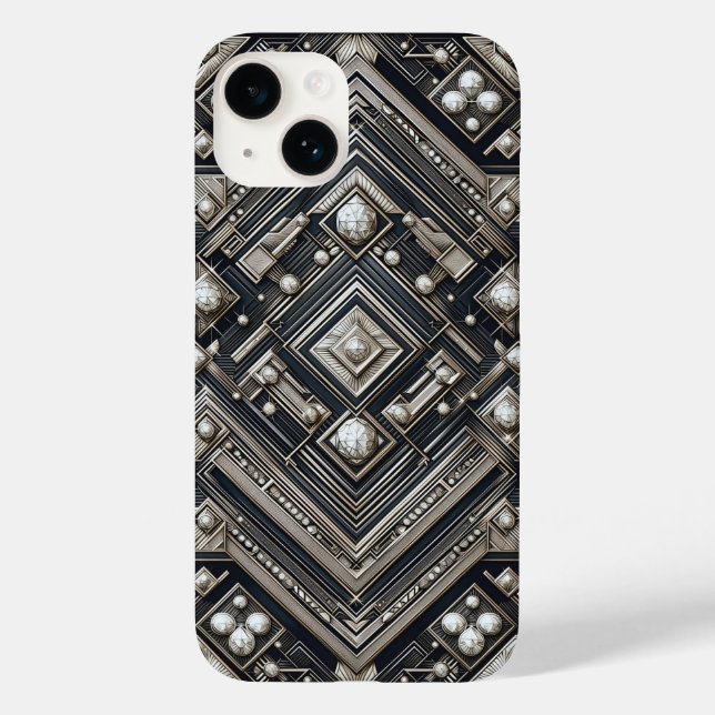 Coques Case-Mate iPhone Luxury Diamond Cut Geometric Art Deco Pattern Gold (Verso)