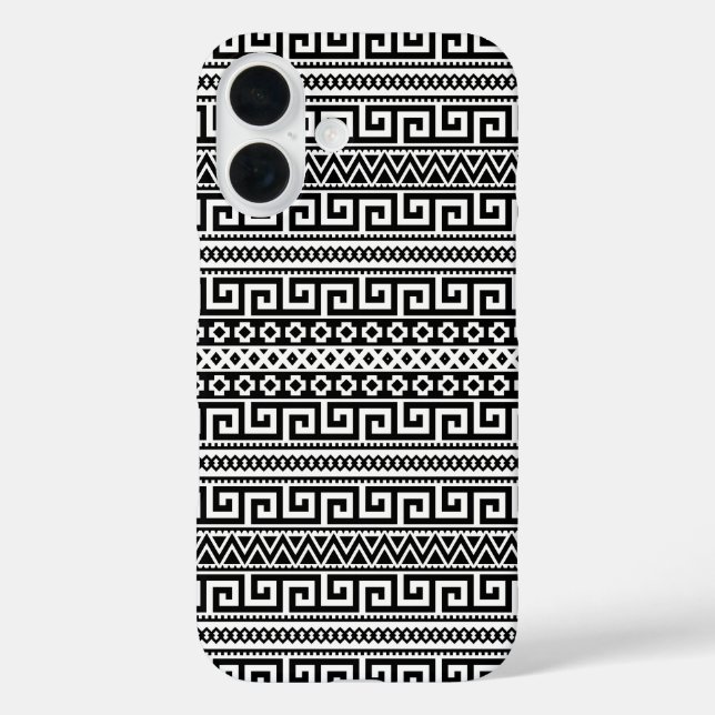 Coques Case-Mate iPhone Luxury Monochrome Ancient Greek Aztec Maze Linear  (Verso)