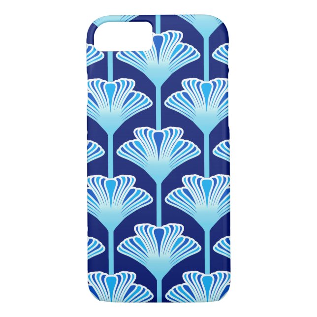 Coques Case-Mate iPhone Lys Art Déco, Bleu Cobalt, Aqua et Blanc (Dos)