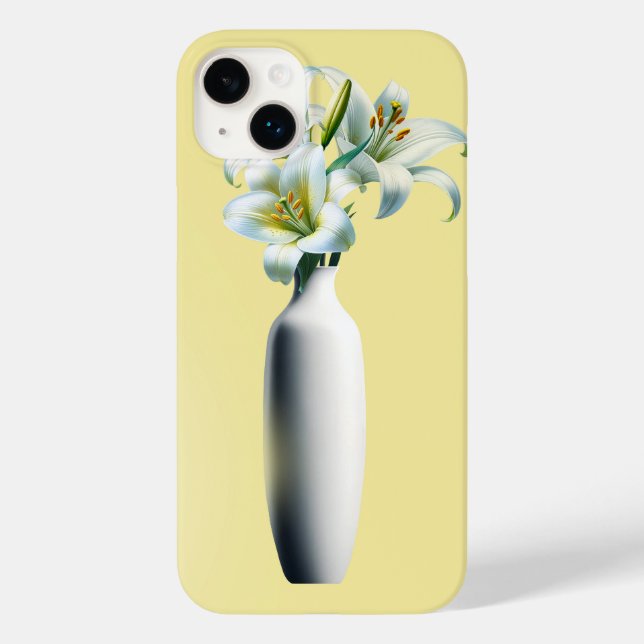 Coques Case-Mate iPhone Lys de Pâques Jaunes Vase Floral (Verso)