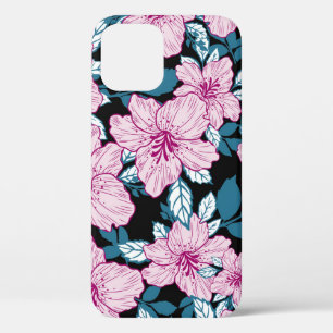 Case-Mate iPhone Case Lys mauve, arrière - plan de feuilles bleues.