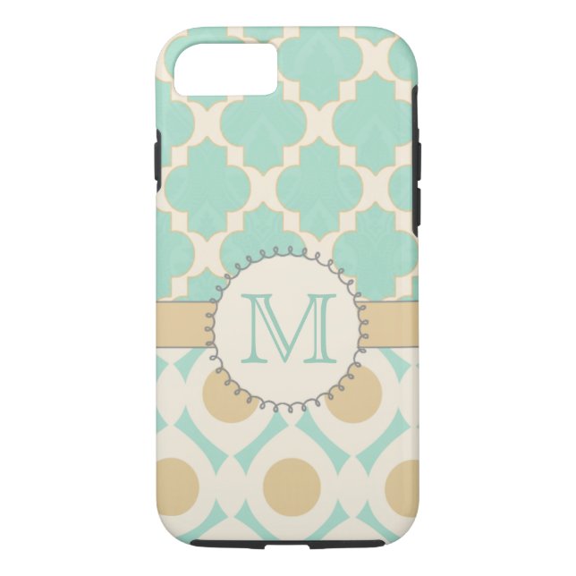 Coques Case-Mate iPhone Mac de Mally de monogramme de Quatrefoil (Dos)