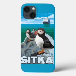 iPhone 13 Coque Macareux et bateau de croisière - Sitka, Alaska