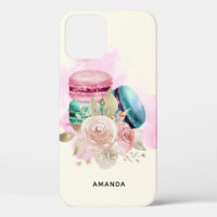 Macarons et fleurs colorés Aquarelle