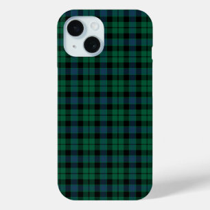 Coque Pour iPhone 15 MacKay Clan Vert, bleu et noir Tartan
