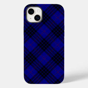 Coque Pour iPhone 14 Plus MacKay tartan bleu noir plaid