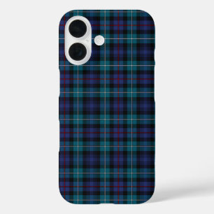 Coques iPhone 16 Mackenzie Clan bleu et turquoise Tartan moderne