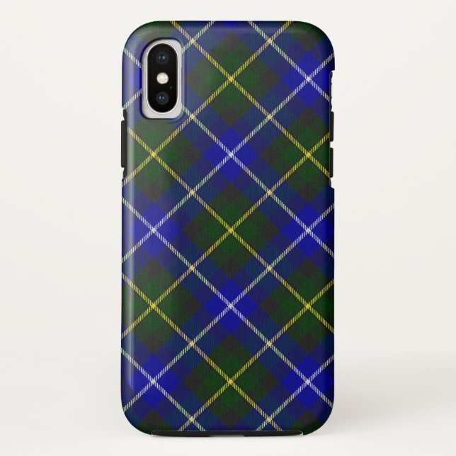 Coques Case-Mate iPhone Macneil de Barra tartan bleu vert plaid (Dos)