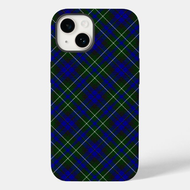 Coques Case-Mate iPhone Macneil de Colonsay tartan bleu vert plaid (Verso)