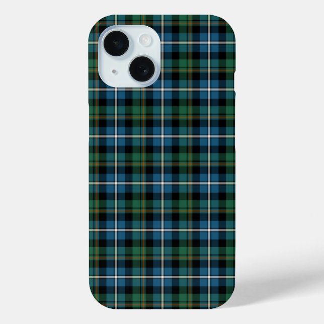 Coques Case-Mate iPhone MacRae Clan Bleu et Vert Tartan de chasse (Verso)
