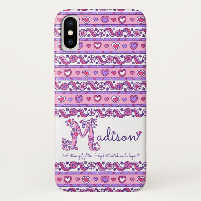 Coques Case-Mate iPhone Madison nom signifiant coeur doodles iphone (Dos)
