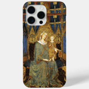 Coque iPhone 15 Pro Max MAESTA, VIERGE AVEC ENFANT Jaune or Bleu