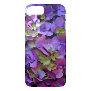 Coque iPhone 8/7 Magenta Purple bleu jaune Hydrangeas fleurs