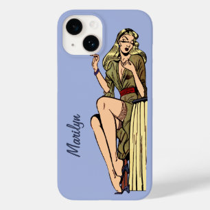 Coque Pour iPhone 14 Magnifique Fille Blonde Vintage Glamour Rétro Pin-