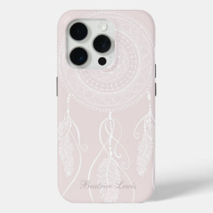 Coque iPhone 15 Pro Magnifique Main dessinée White Dream Catcher Manda