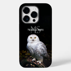 Coque Pour iPhone 14 Pro Magnifique monogramme personnalisé de nom de hibou
