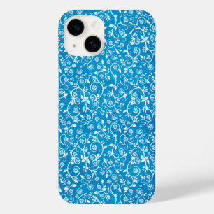 Coque Pour iPhone 14 Magnifique motif géométrique bleu