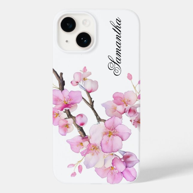 Coques Case-Mate iPhone Magnifiques fleurs de cerisier à l'aquarelle rose  (Verso)