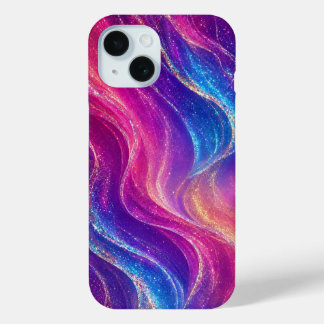 Coque Pour iPhone 15 Magnifiques voies fluides magenta et bleu royal pa